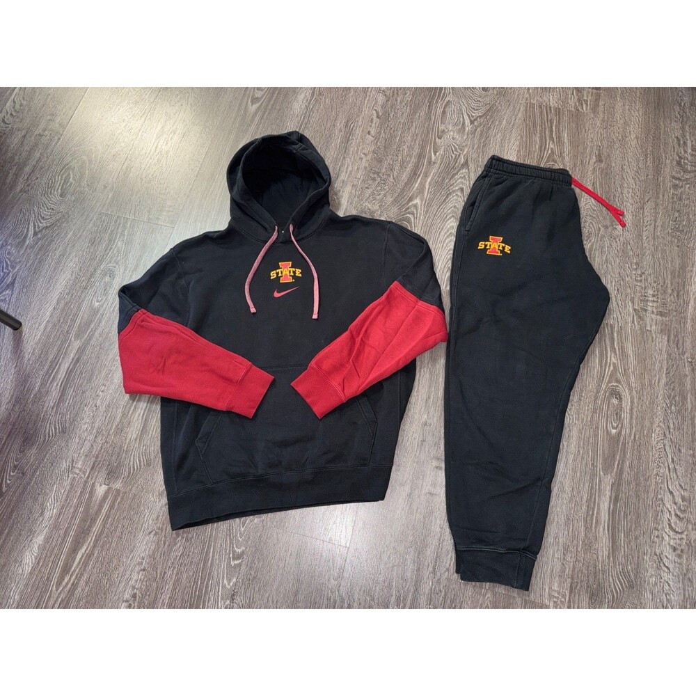 Mens L Nike Iowa State Cyclones Basketball Team Issued PE 2pc Set Hoodie & Pants
